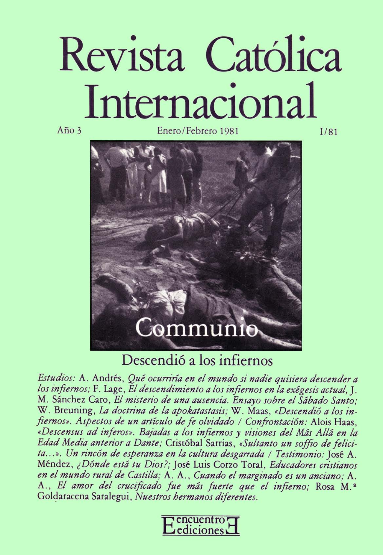 Capa Revista Communio - Teologia