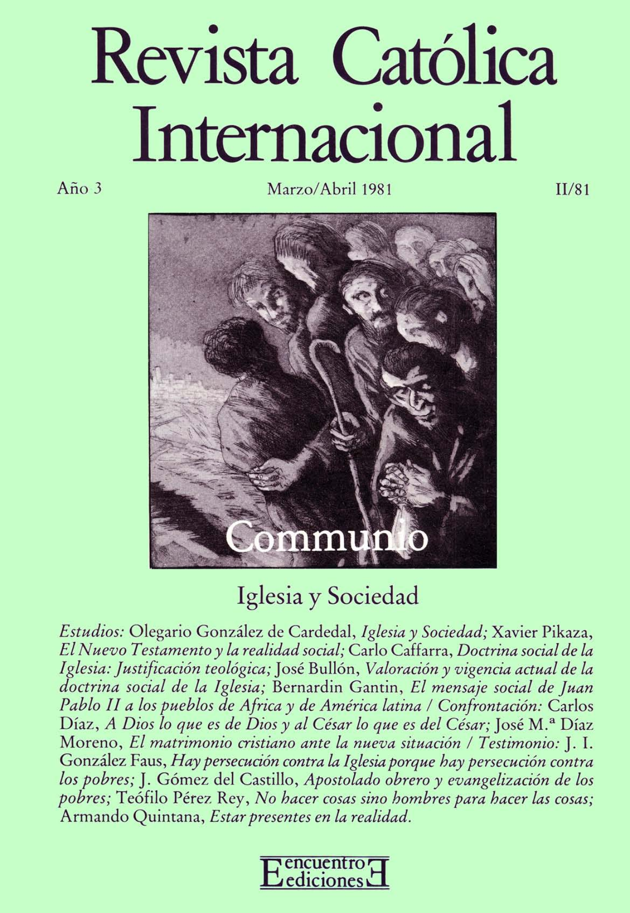 Capa Revista Communio - Sociedade, Eclesiologia