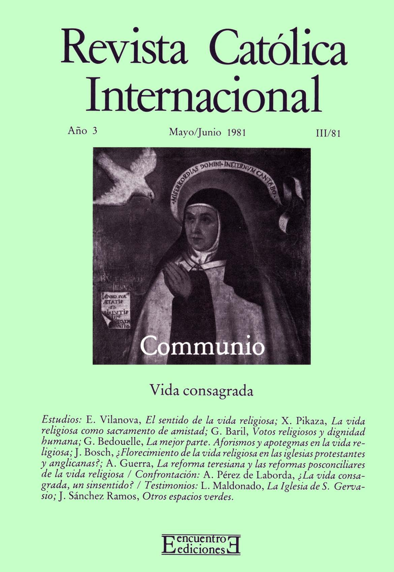 Capa Revista Communio - Espiritualidade