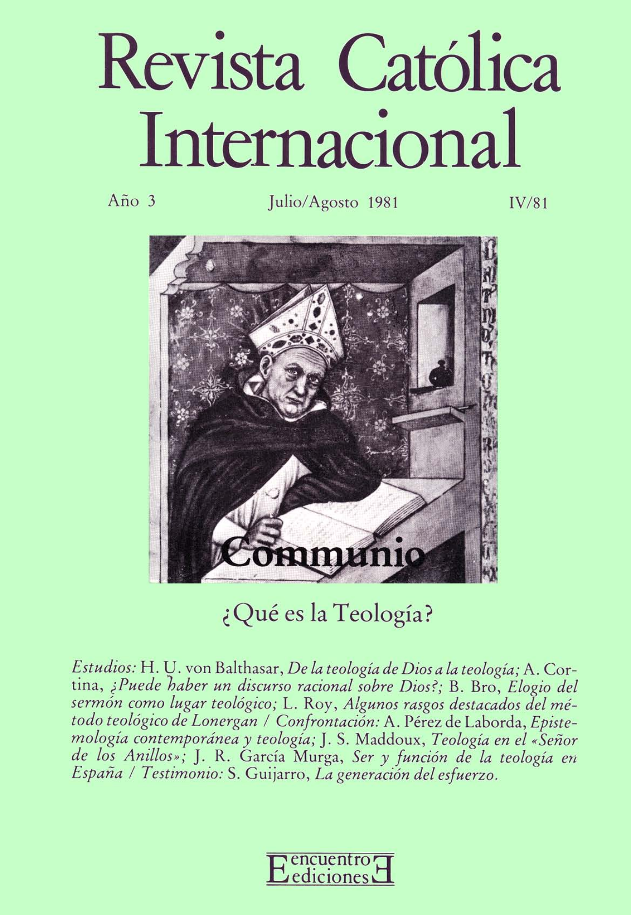 Capa Revista Communio - Teologia, Filosofia