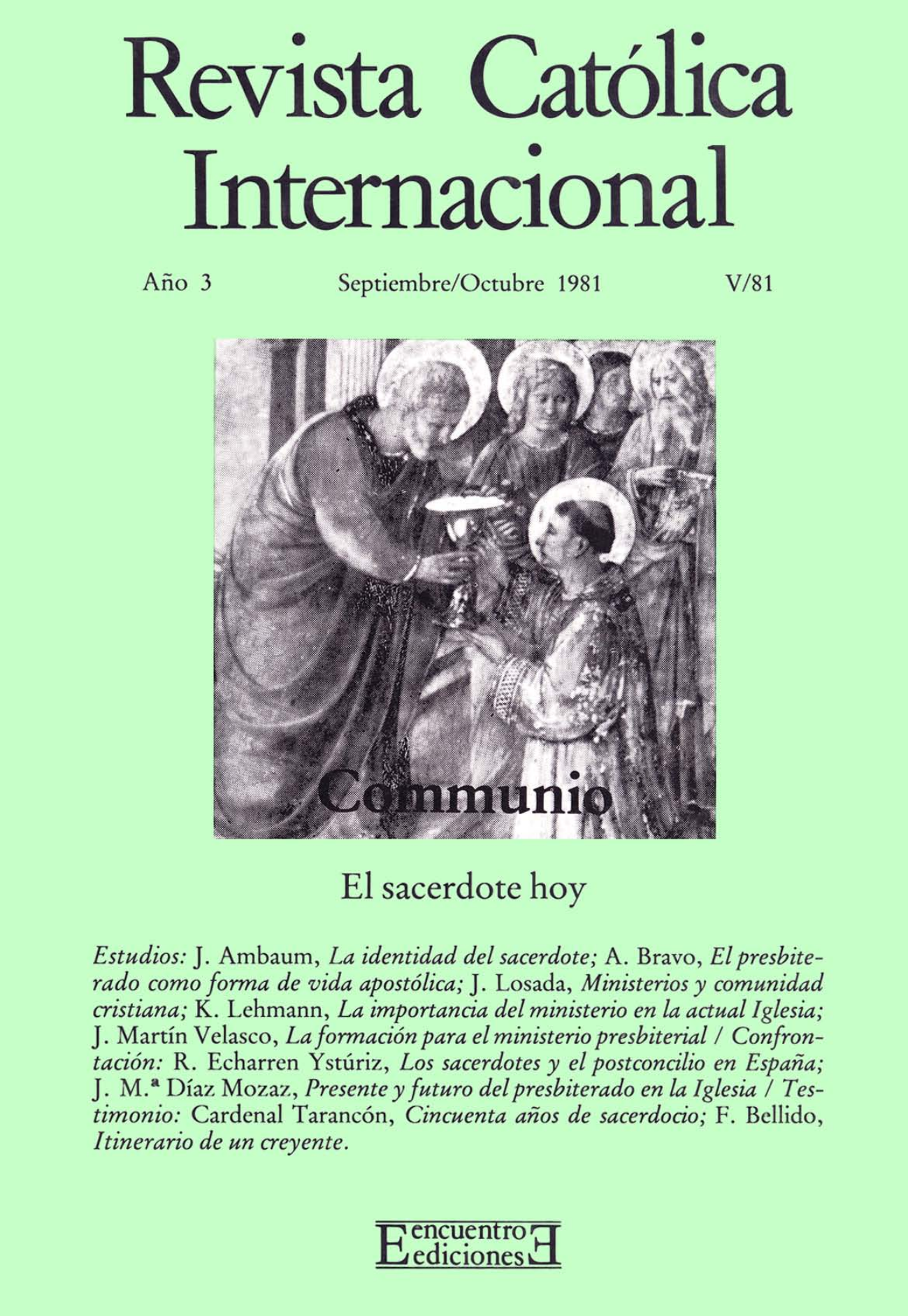 Capa Revista Communio - Eclesiologia