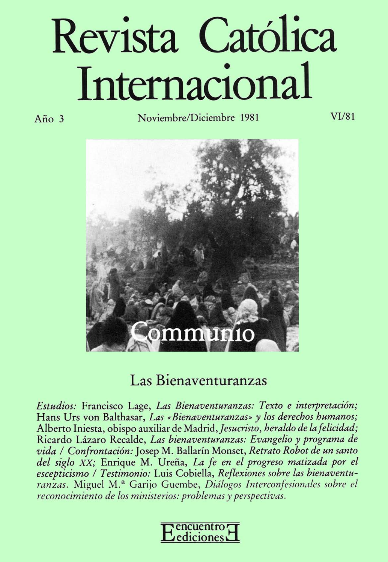 Capa Revista Communio - Espiritualidade, Bíblia