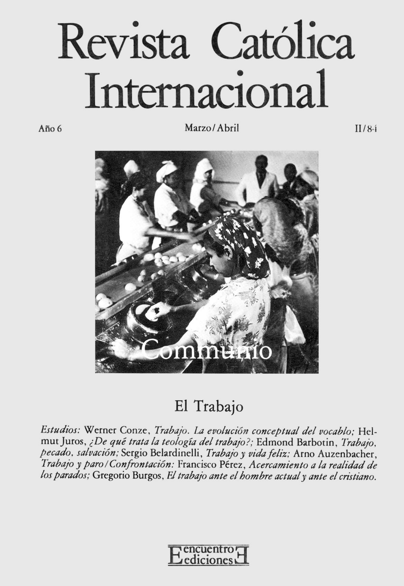 Capa Revista Communio - Sociedade, Ética