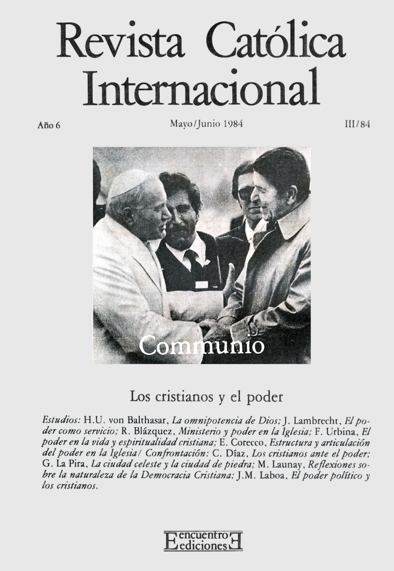 Capa Revista Communio - Sociedade, Eclesiologia