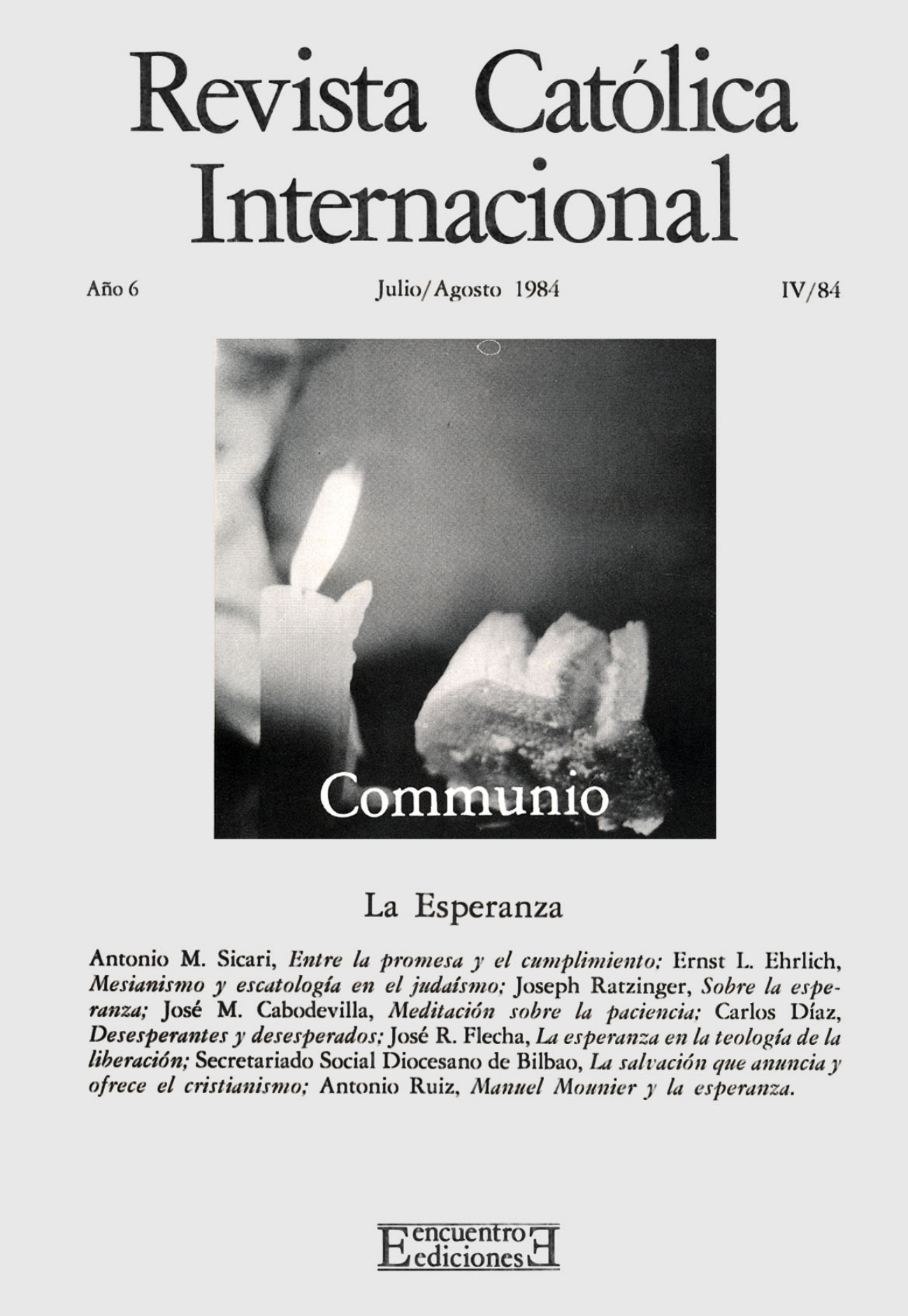 Capa Revista Communio - Espiritualidade, Teologia