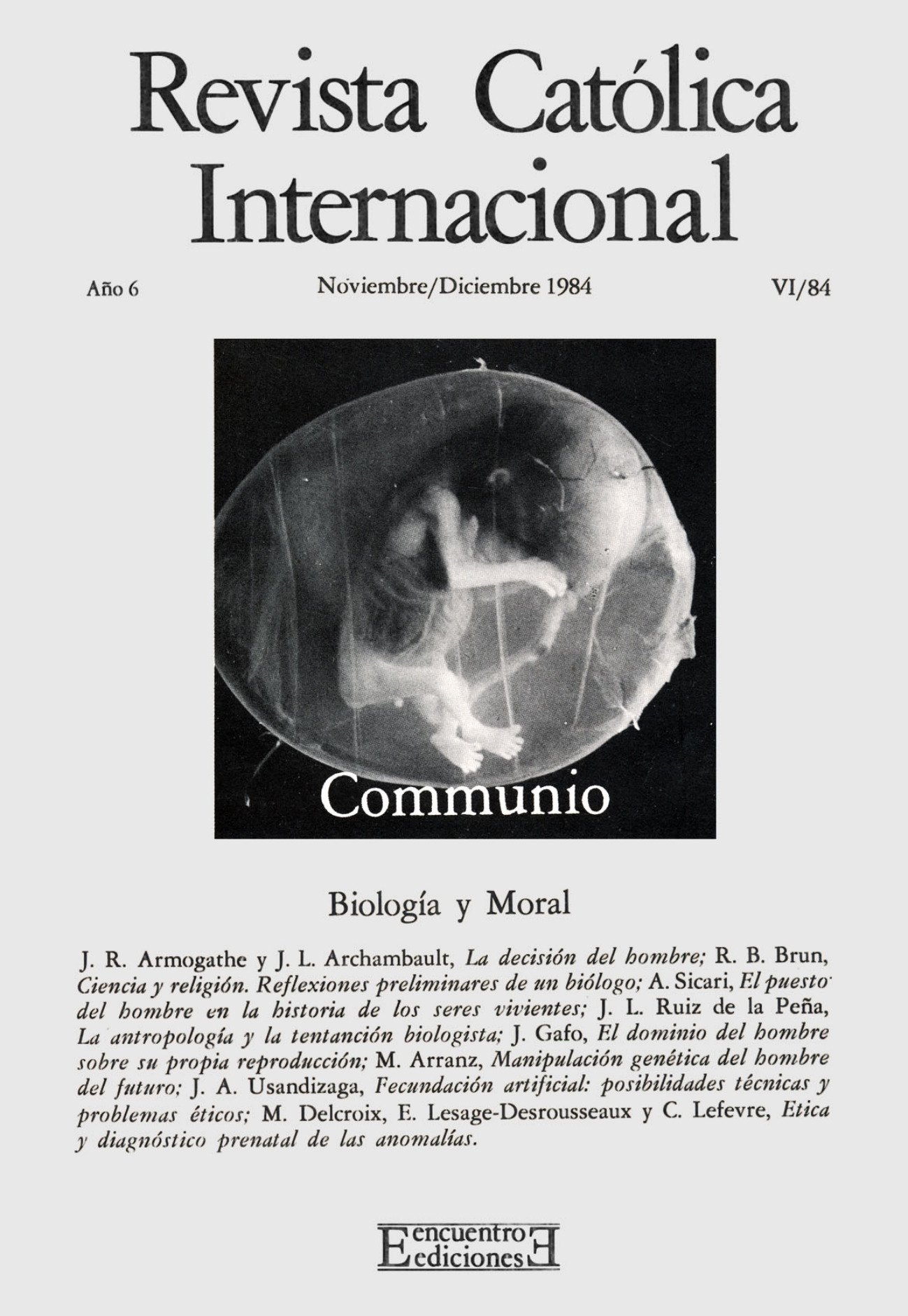 Capa Revista Communio - Ética, Filosofia