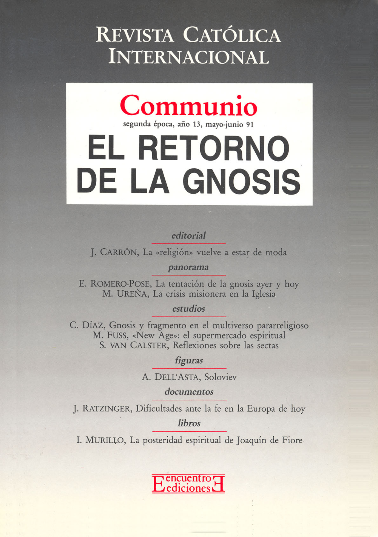 Capa Revista Communio - Teologia, Sociedade