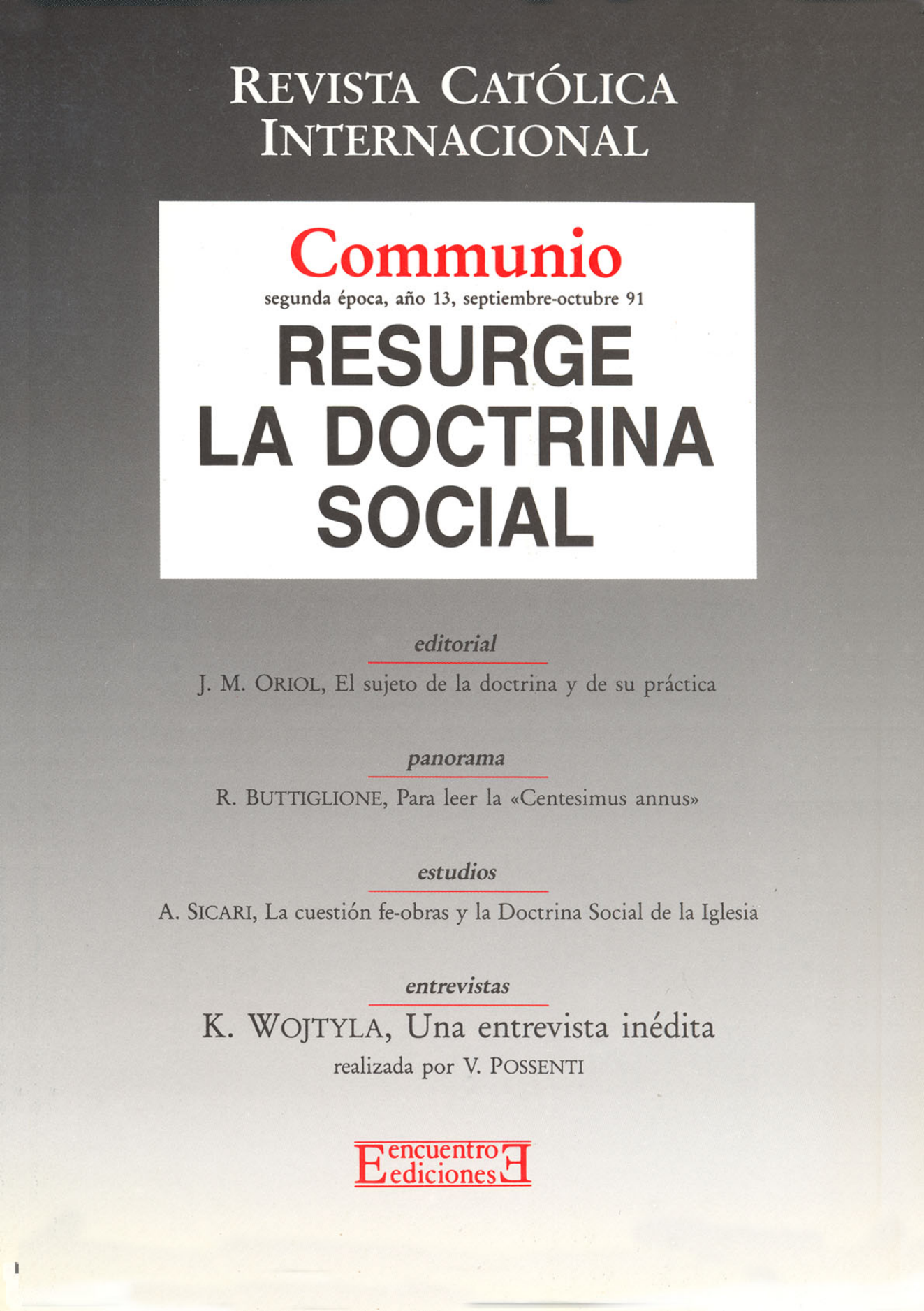 Capa Revista Communio - Sociedade, Ética
