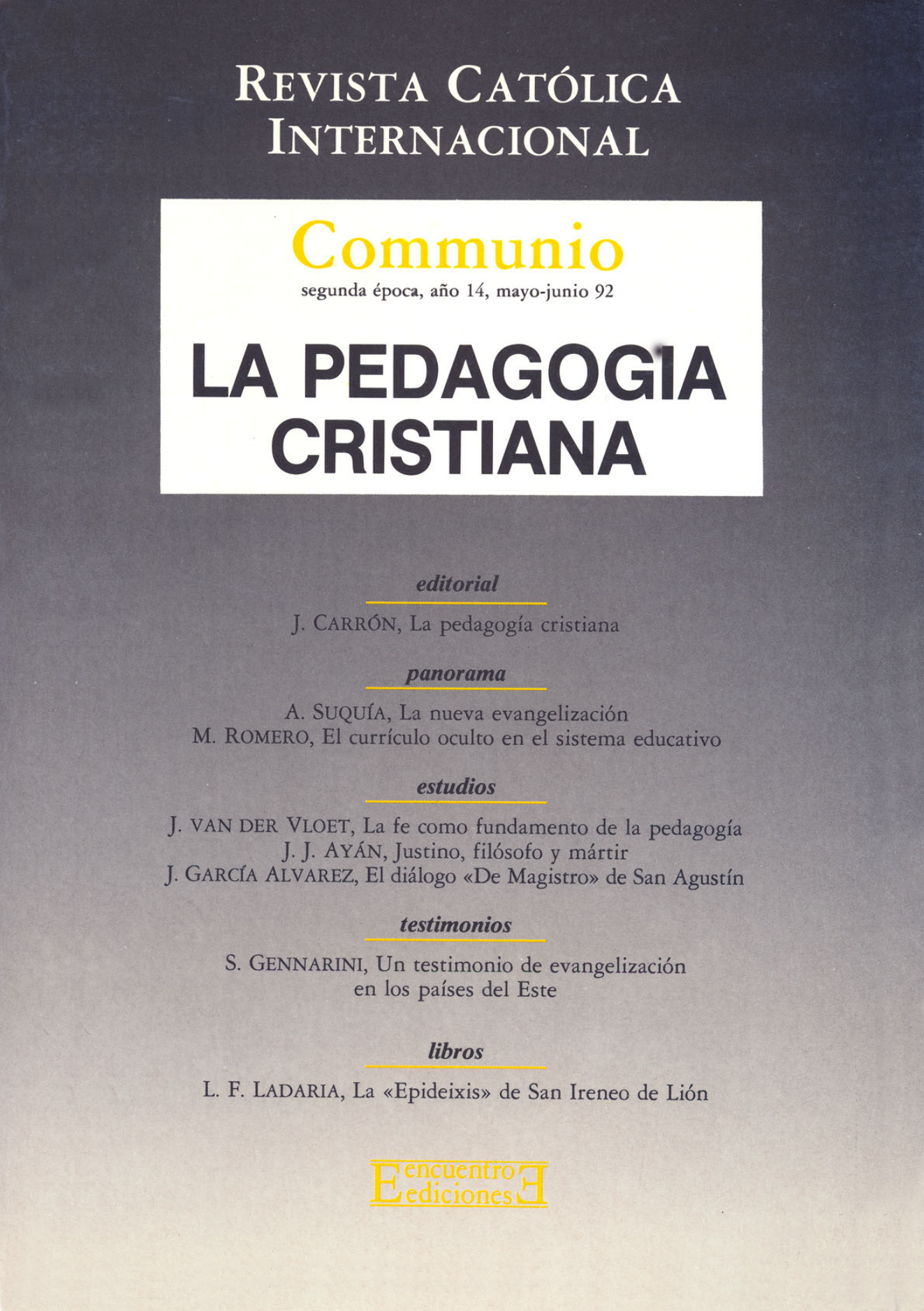 Capa Revista Communio - Evangelização