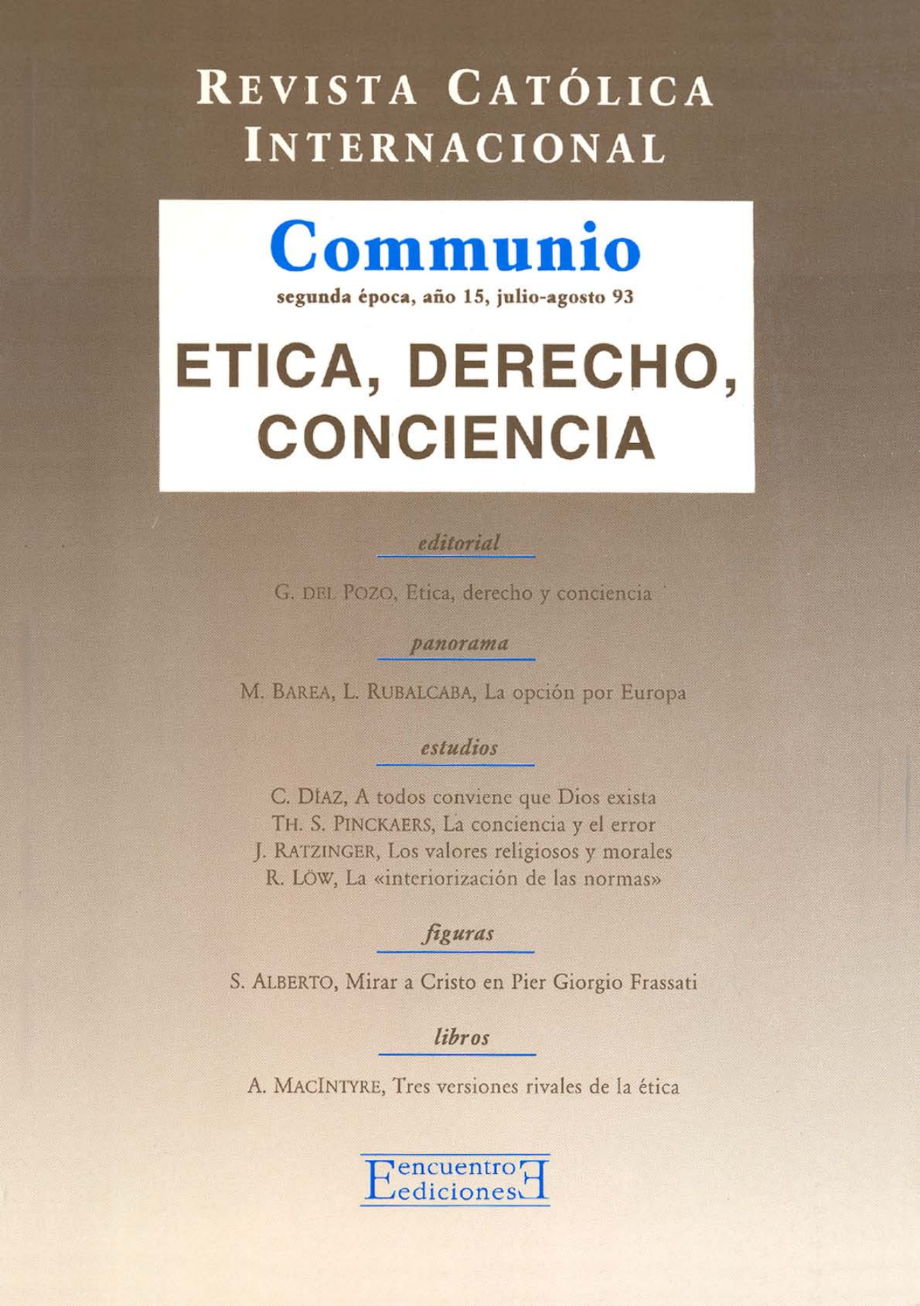 Capa Revista Communio - Ética, Filosofia