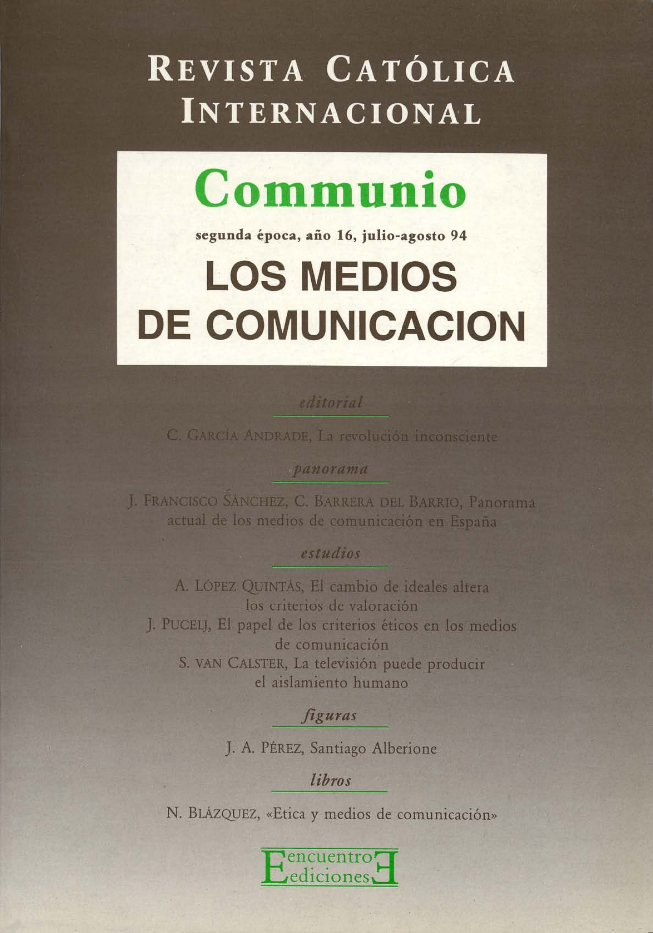 Capa Revista Communio - Sociedade, Ética