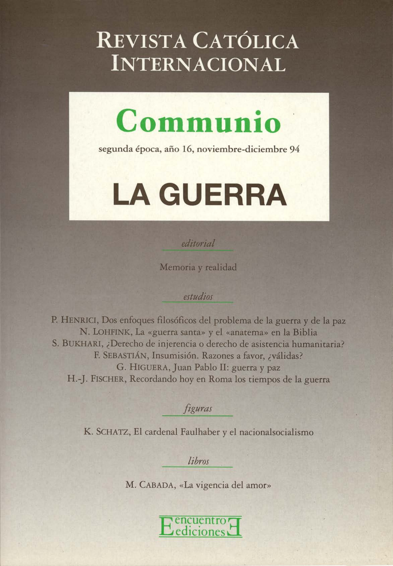 Capa Revista Communio - Sociedade, Ética, História