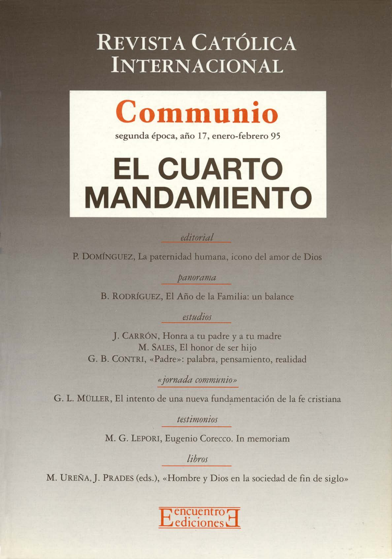 Capa Revista Communio - Ética, Sociedade