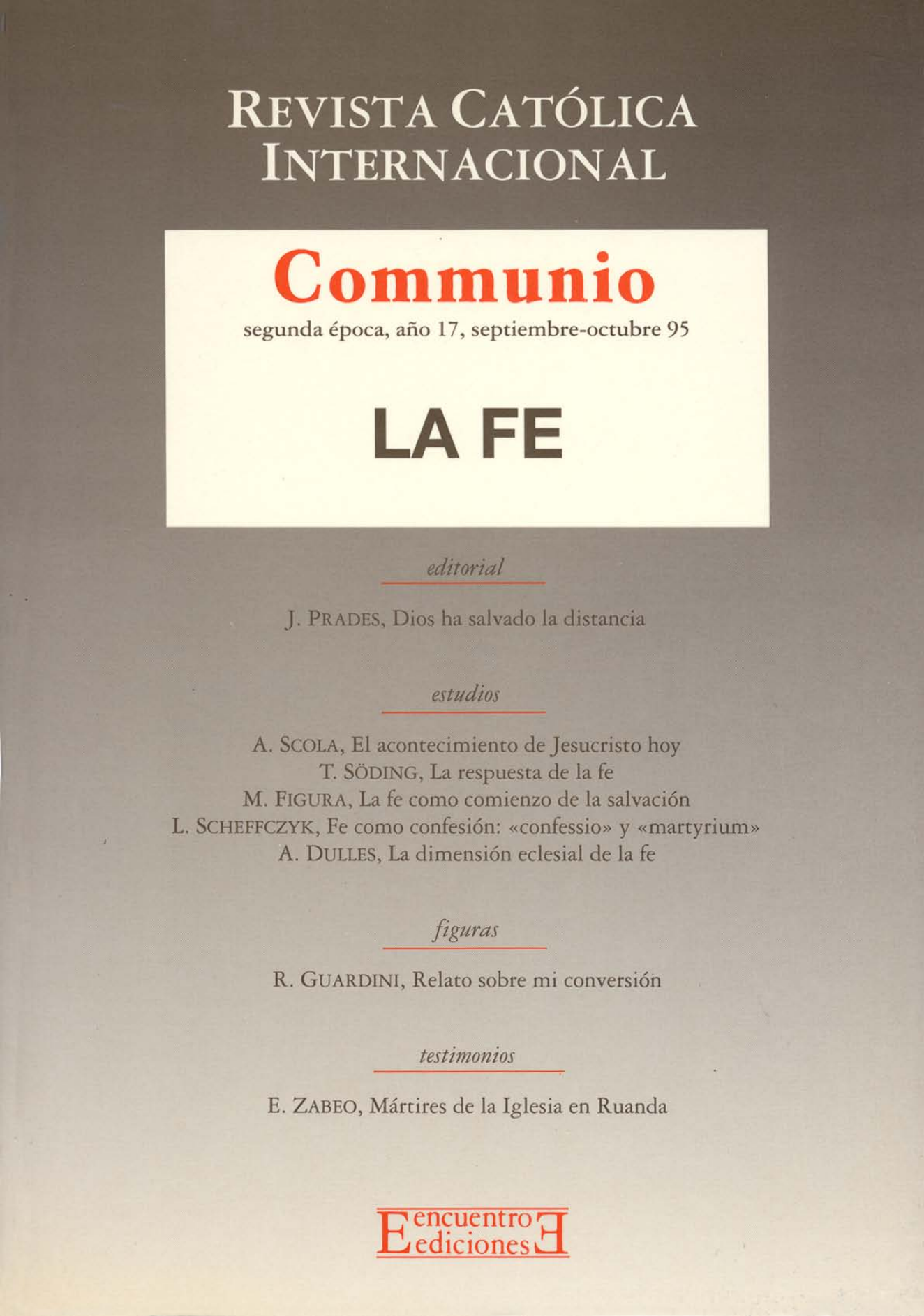 Capa Revista Communio - Teologia, Espiritualidade