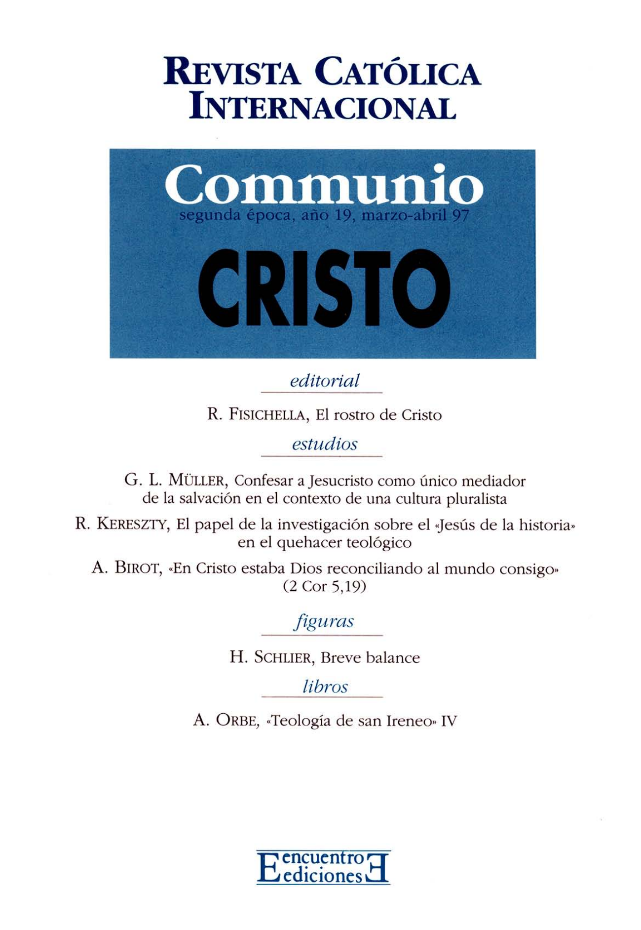 Capa Revista Communio - Teologia