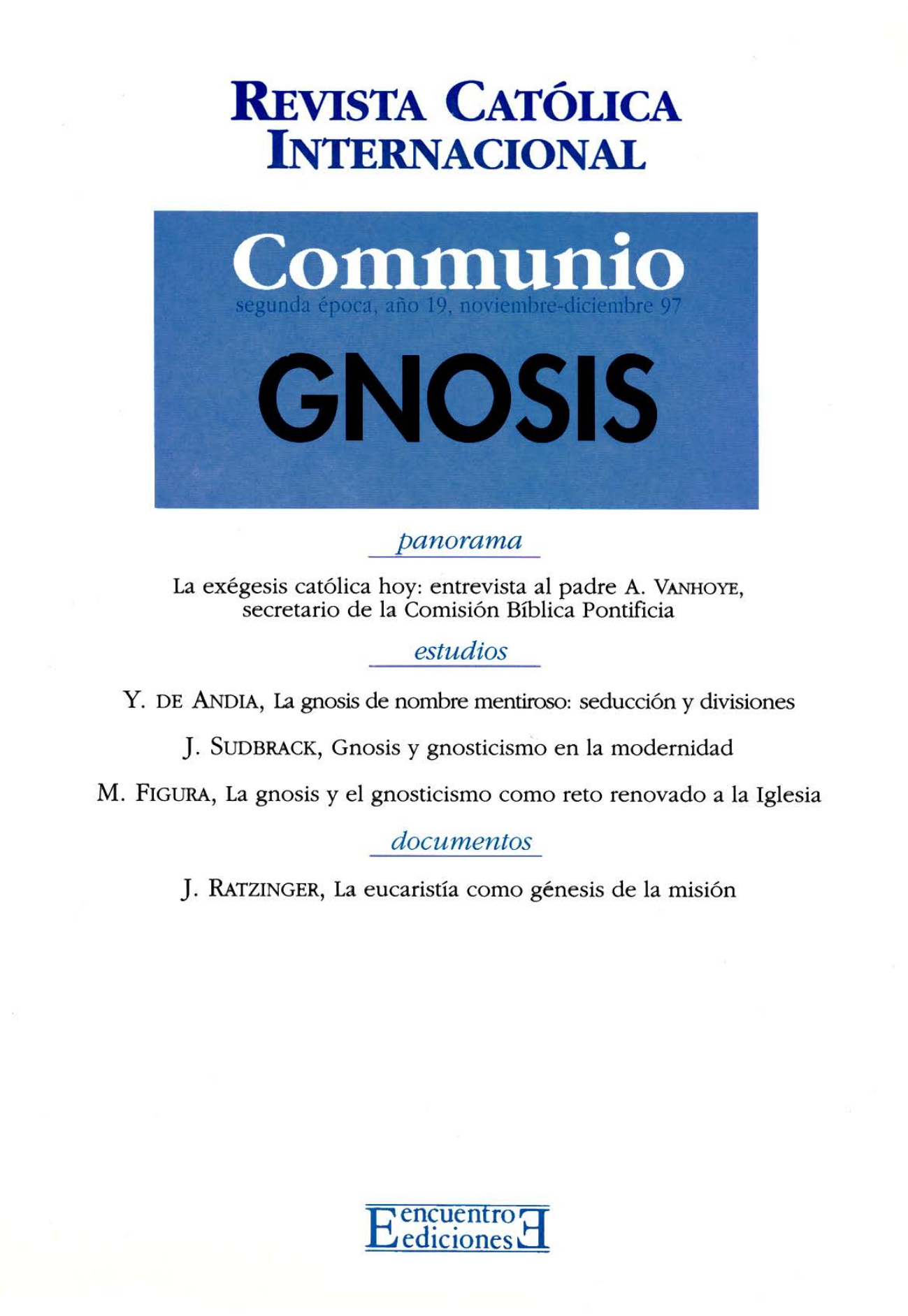 Capa Revista Communio - Teologia, Filosofia