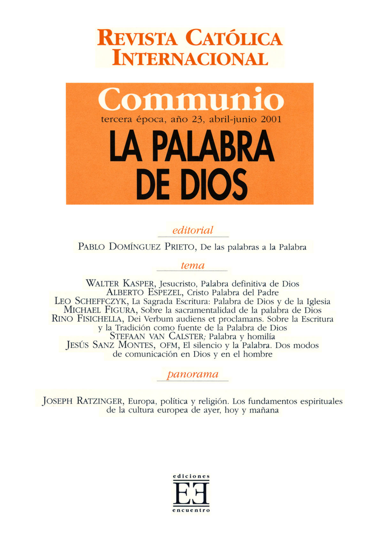 Capa Revista Communio - Teologia, Bíblia