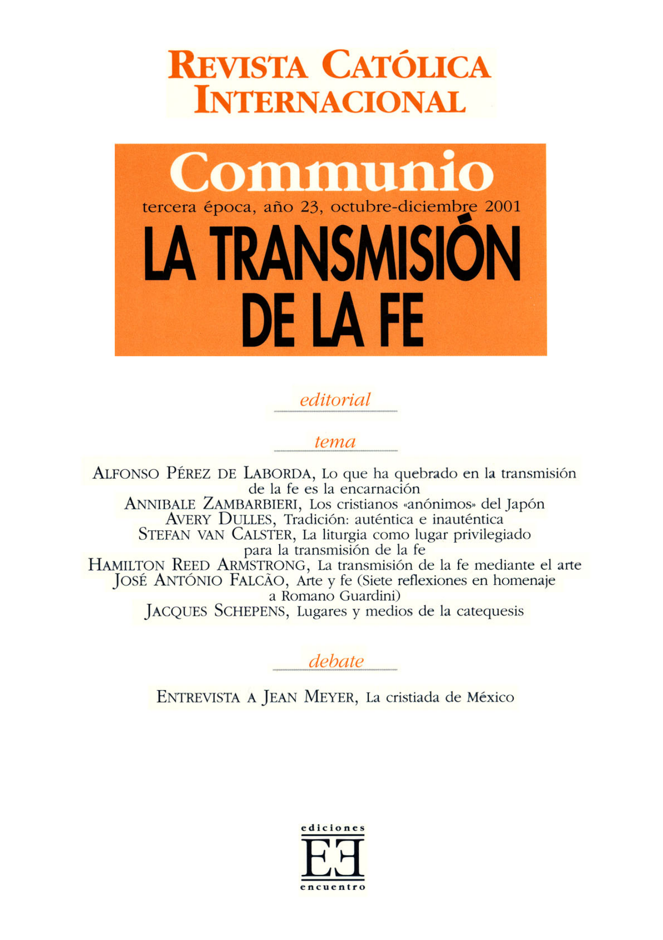 Capa Revista Communio - Evangelização