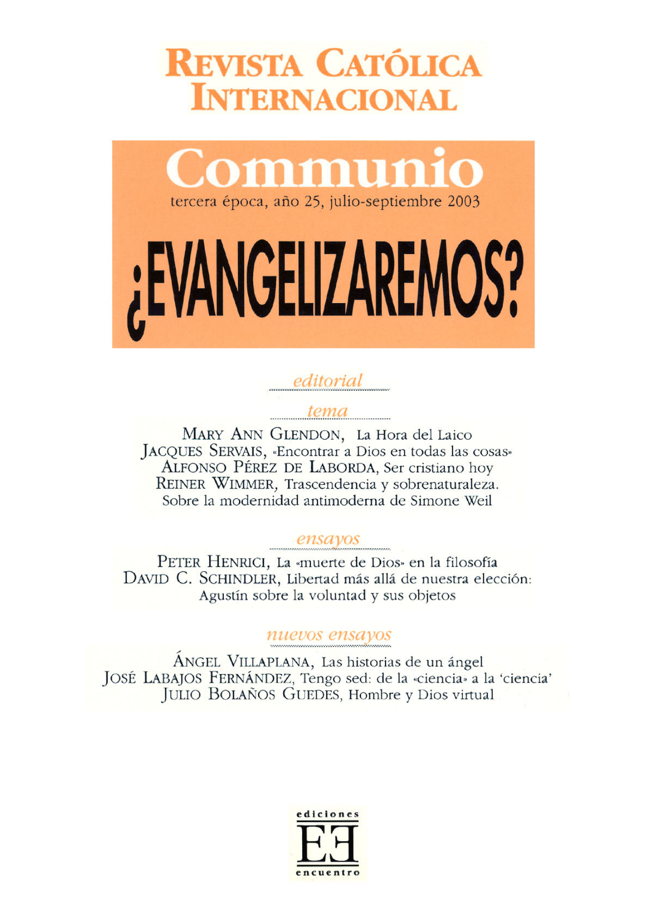 Capa Revista Communio - Evangelização, Eclesiologia